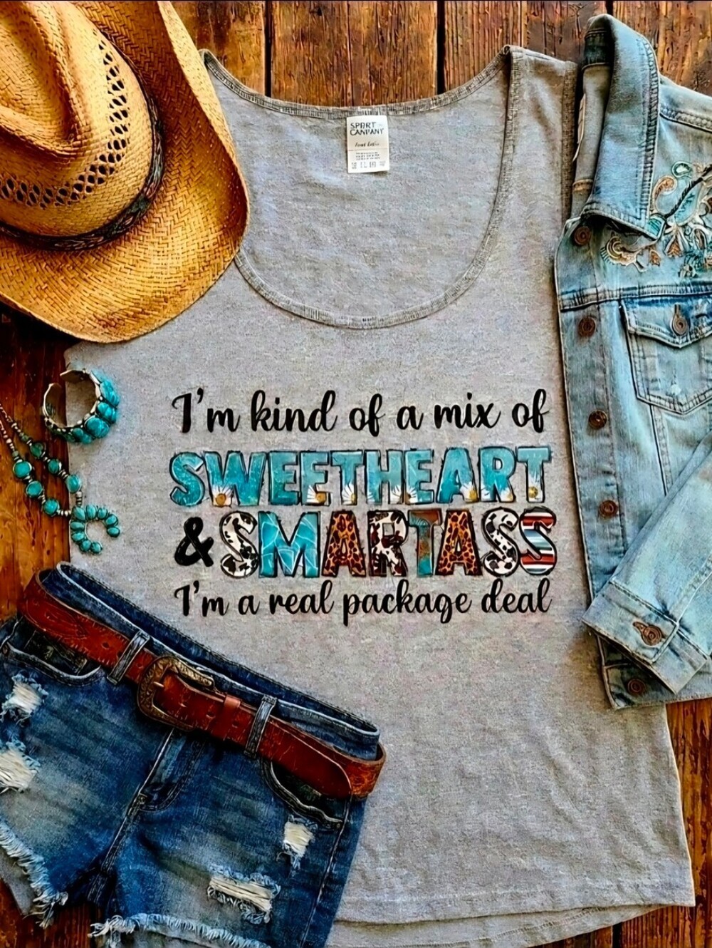 Sweetheart & Smartass Tank Top • Funny Graphic Tank • Western Boho Humor Top